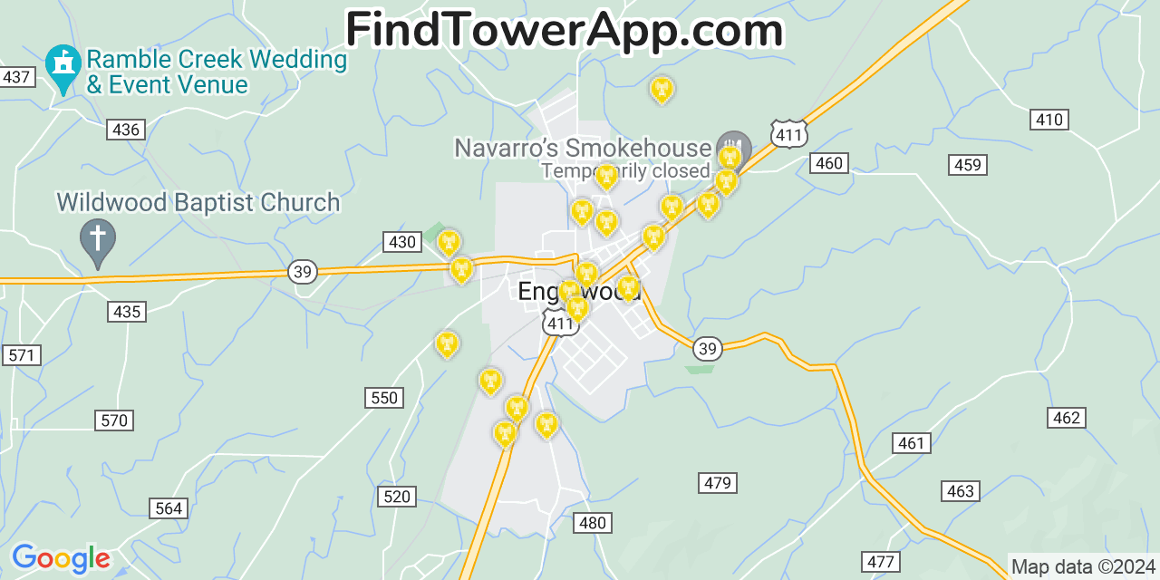 T-Mobile 4G/5G cell tower coverage map Englewood, Tennessee