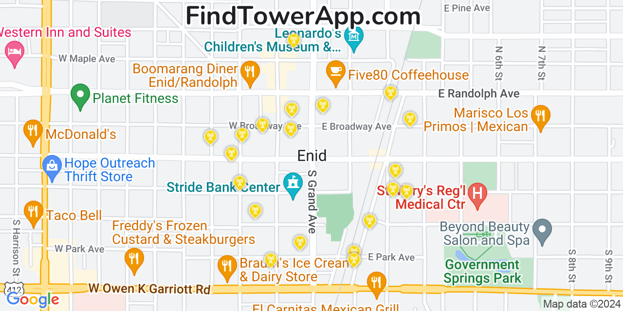 AT&T 4G/5G cell tower coverage map Enid, Oklahoma