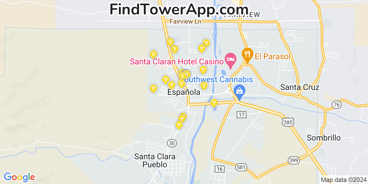 T-Mobile 4G/5G cell tower coverage map Española, New Mexico