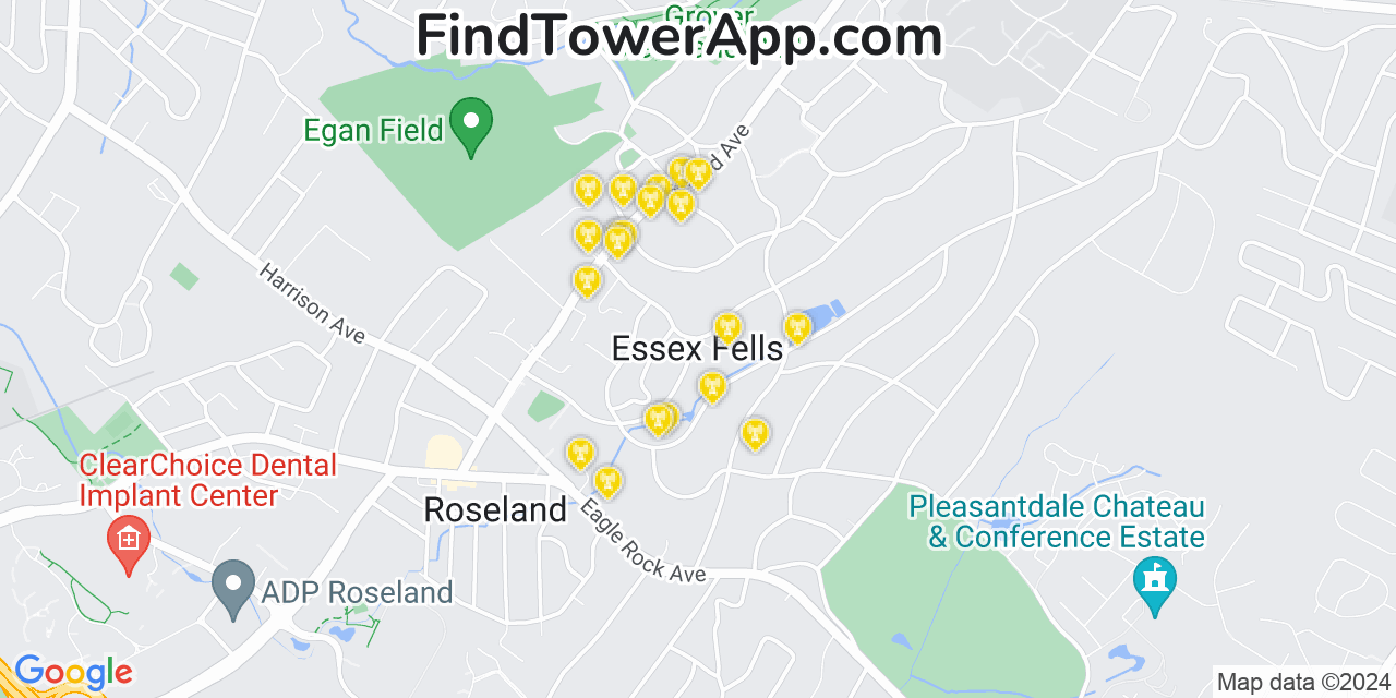 AT&T 4G/5G cell tower coverage map Essex Fells, New Jersey