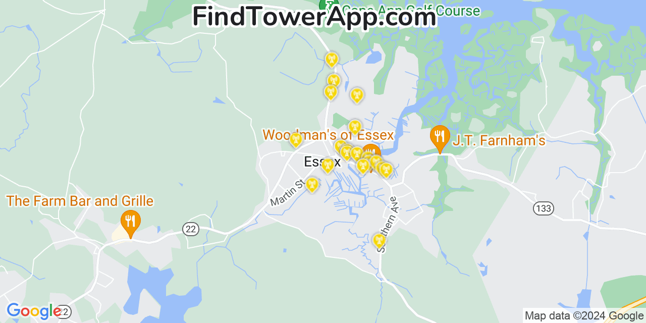 AT&T 4G/5G cell tower coverage map Essex, Massachusetts