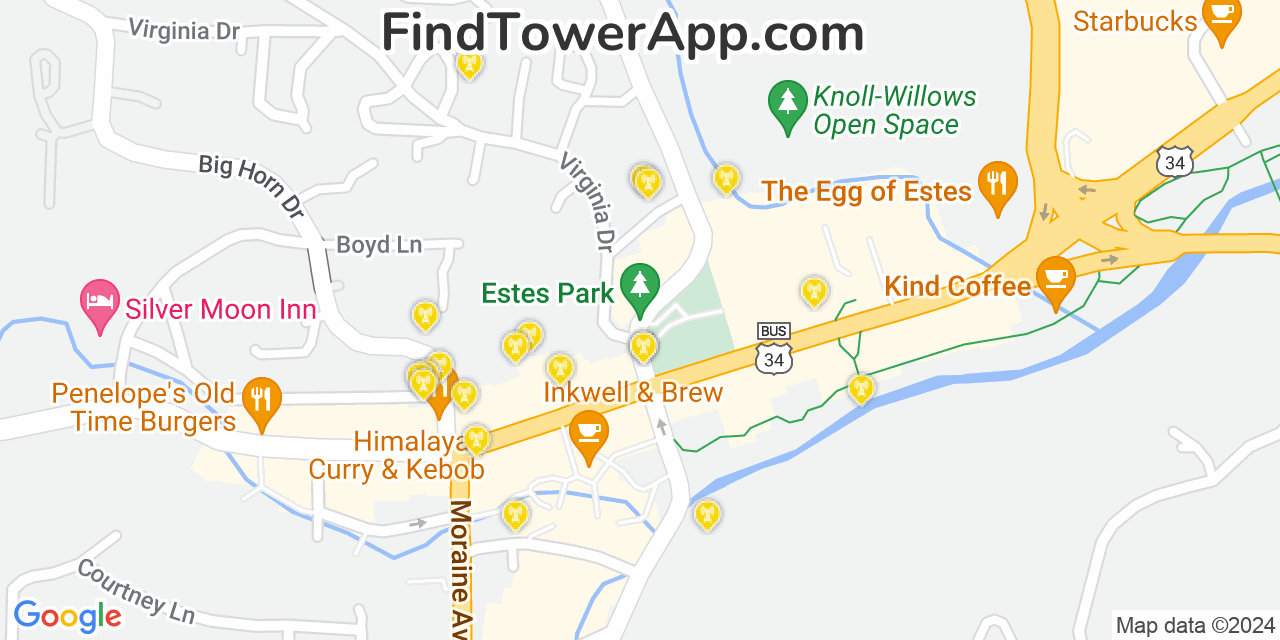 T-Mobile 4G/5G cell tower coverage map Estes Park, Colorado