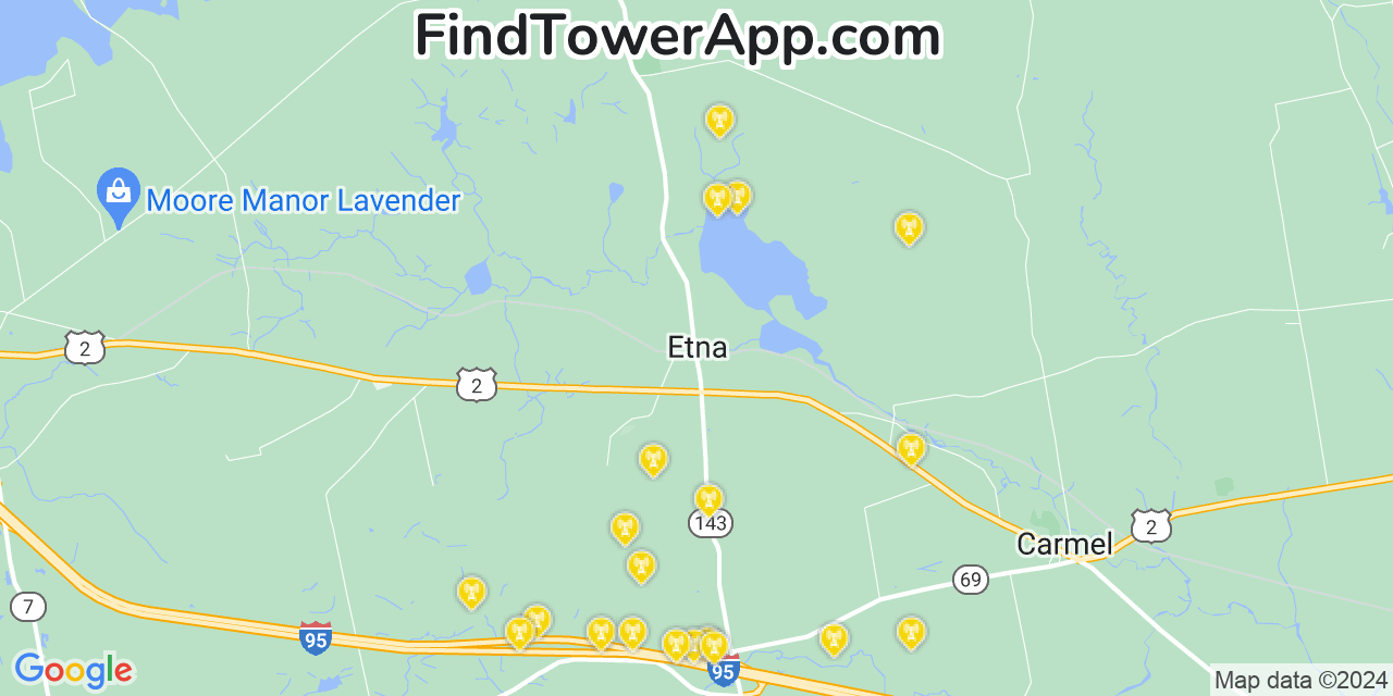 Verizon 4G/5G cell tower coverage map Etna, Maine