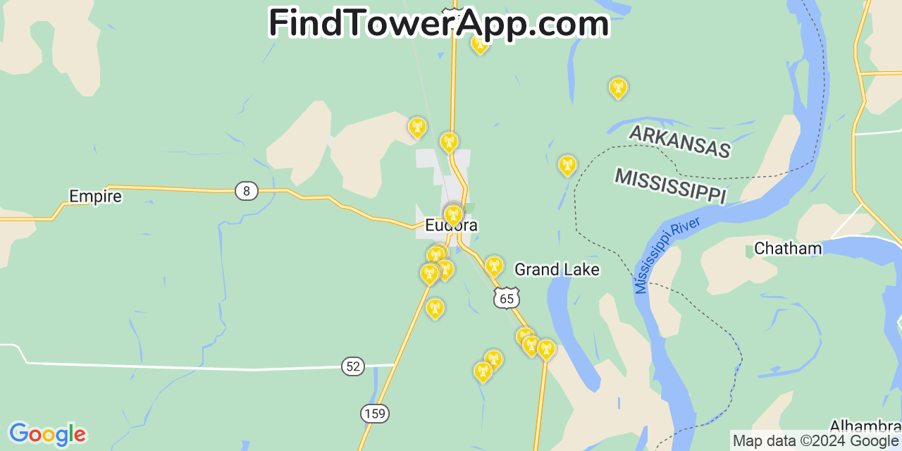 T-Mobile 4G/5G cell tower coverage map Eudora, Arkansas