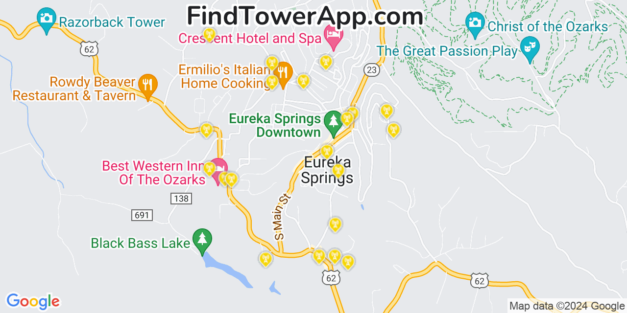 T-Mobile 4G/5G cell tower coverage map Eureka Springs, Arkansas