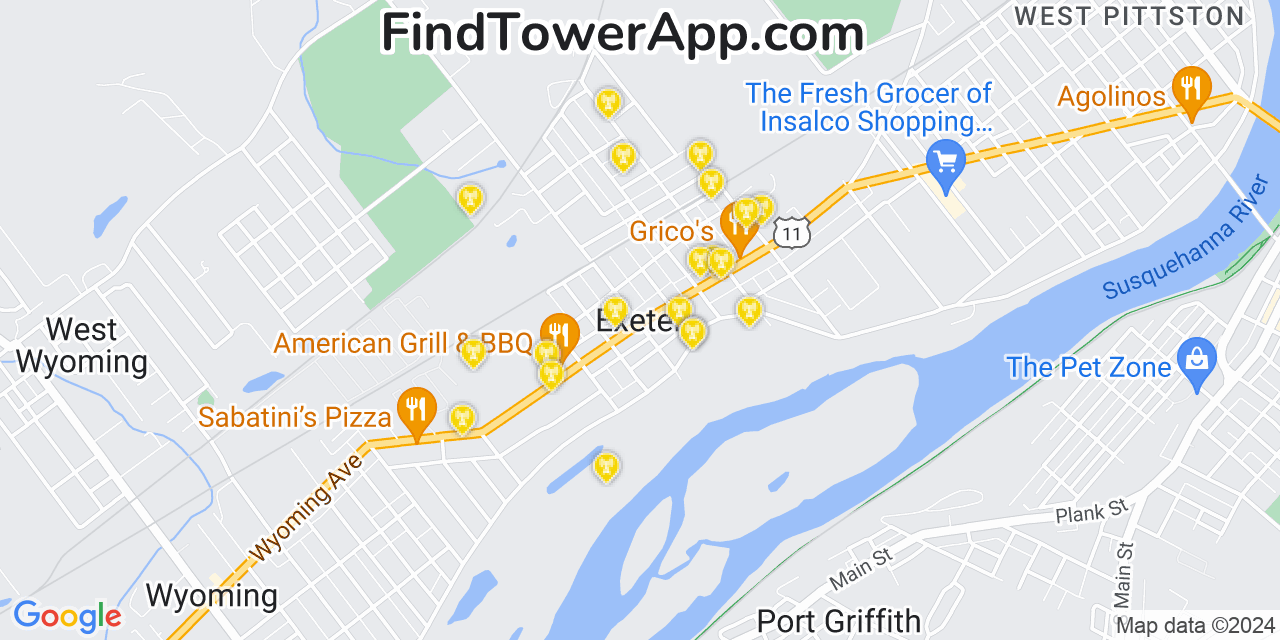 T-Mobile 4G/5G cell tower coverage map Exeter, Pennsylvania