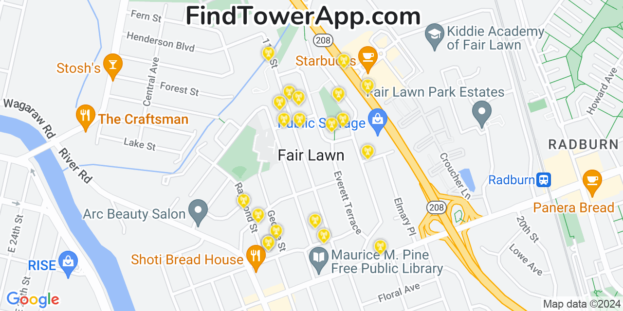 T-Mobile 4G/5G cell tower coverage map Fair Lawn, New Jersey