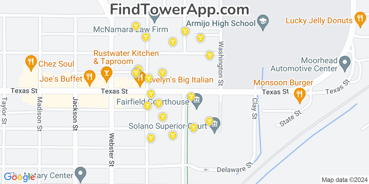 T-Mobile 4G/5G cell tower coverage map Fairfield, California