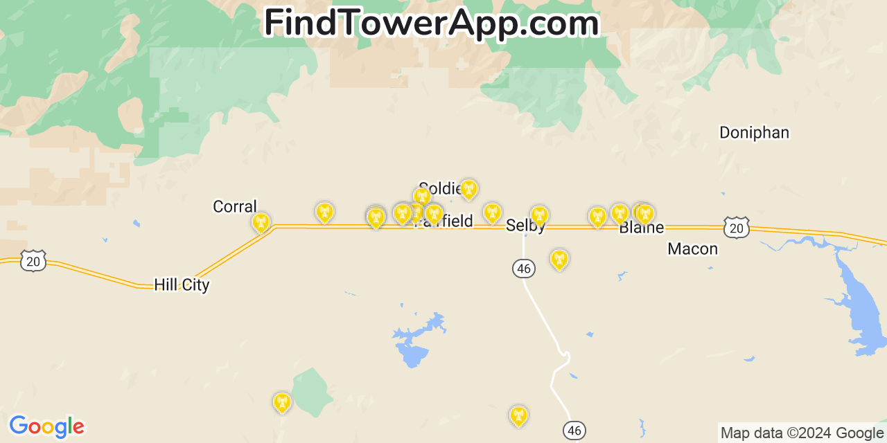 AT&T 4G/5G cell tower coverage map Fairfield, Idaho