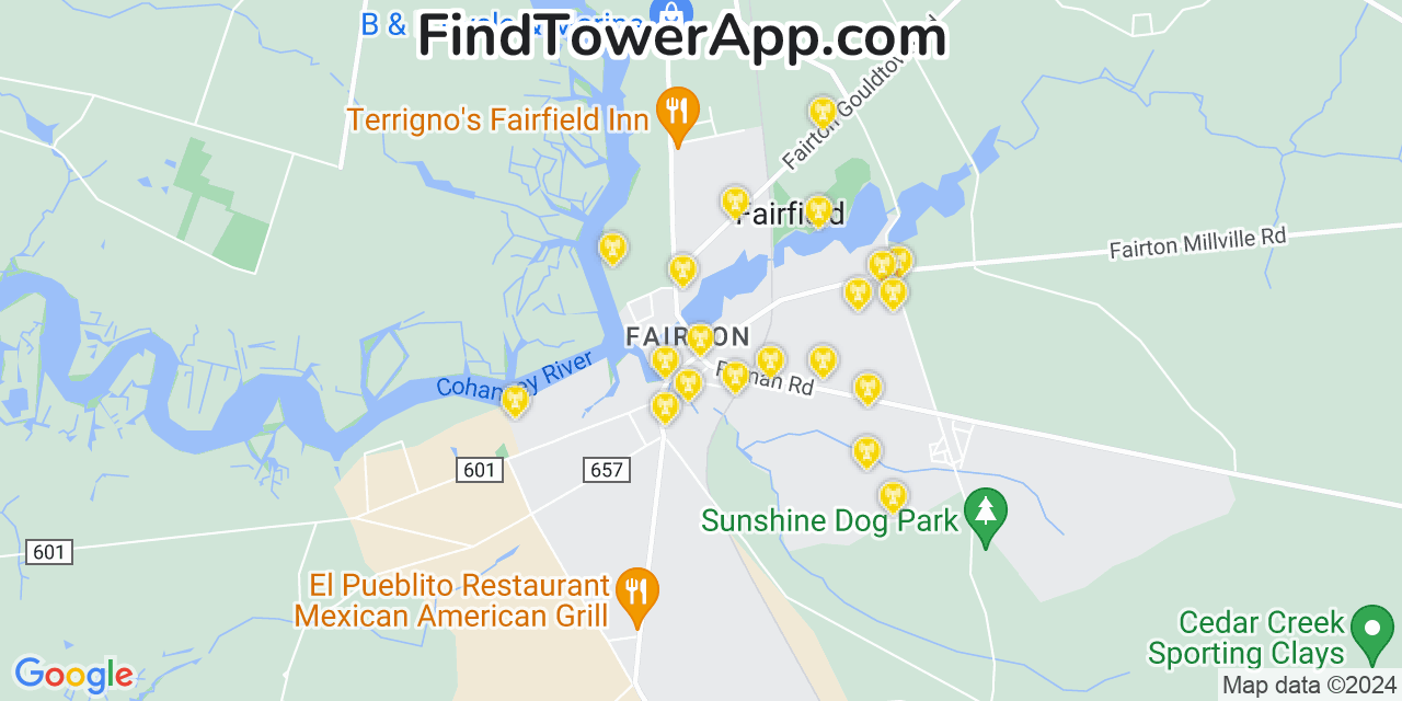 AT&T 4G/5G cell tower coverage map Fairton, New Jersey