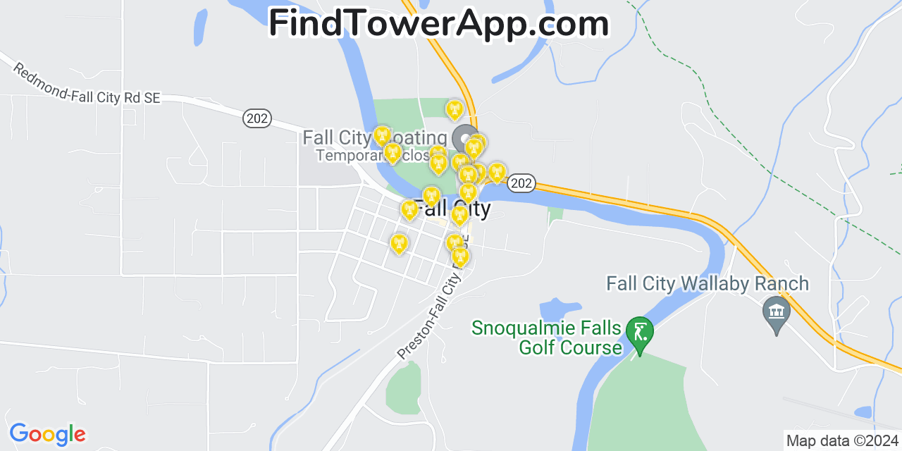 Verizon 4G/5G cell tower coverage map Fall City, Washington