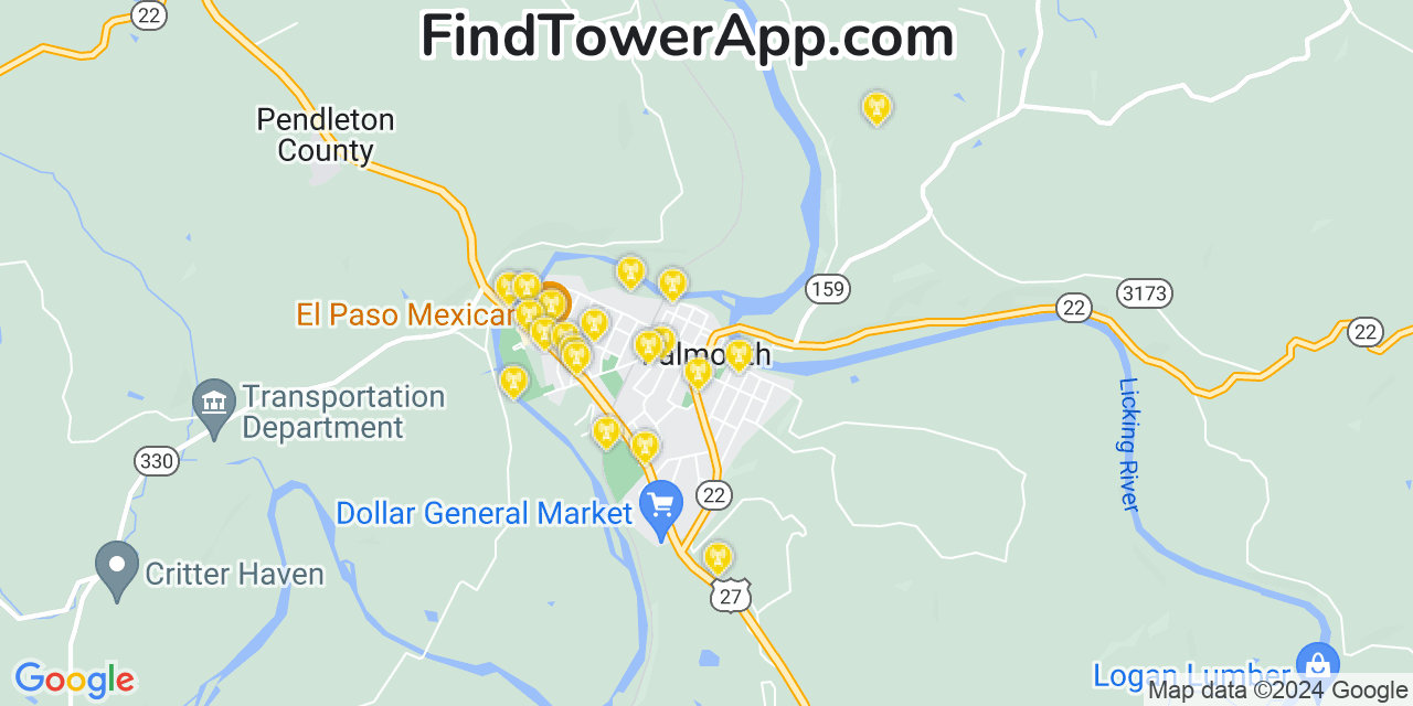 T-Mobile 4G/5G cell tower coverage map Falmouth, Kentucky