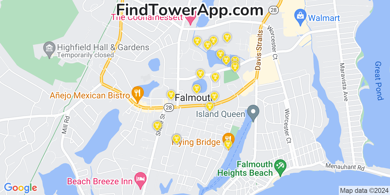 T-Mobile 4G/5G cell tower coverage map Falmouth, Massachusetts