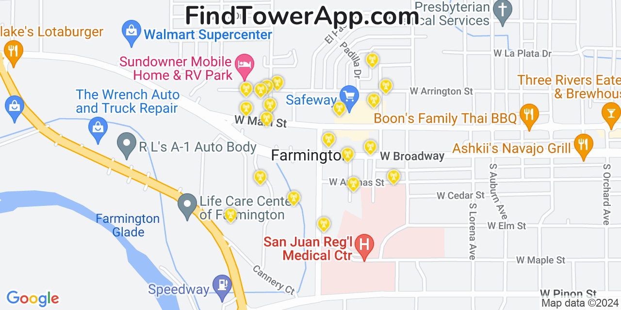 Verizon 4G/5G cell tower coverage map Farmington, New Mexico