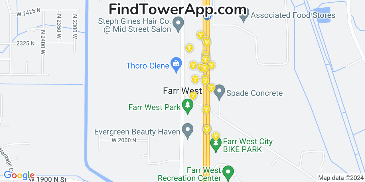 AT&T 4G/5G cell tower coverage map Farr West, Utah