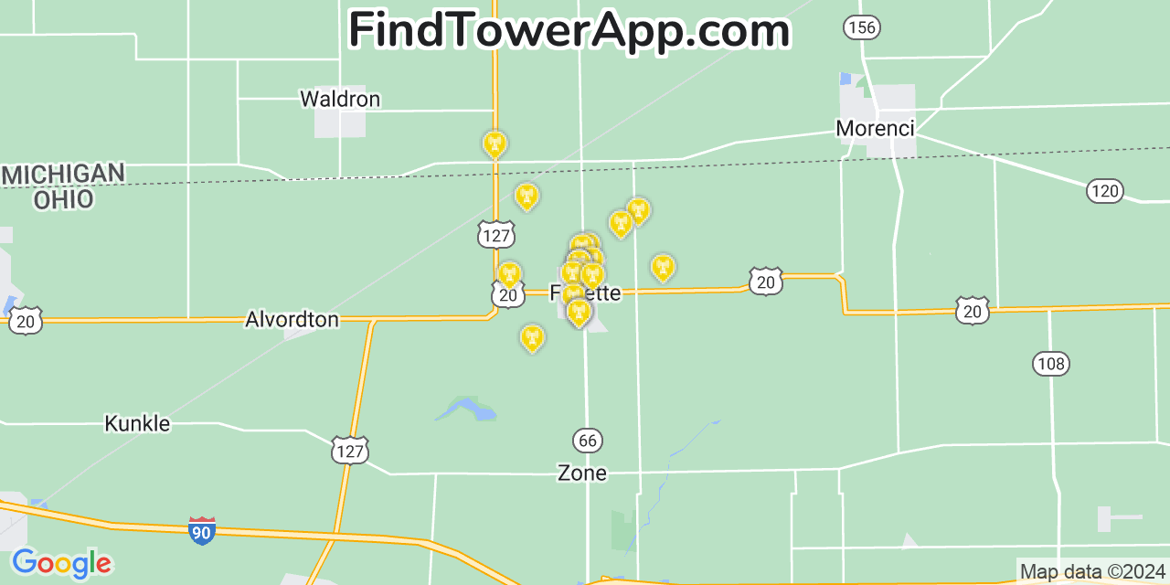 T-Mobile 4G/5G cell tower coverage map Fayette, Ohio