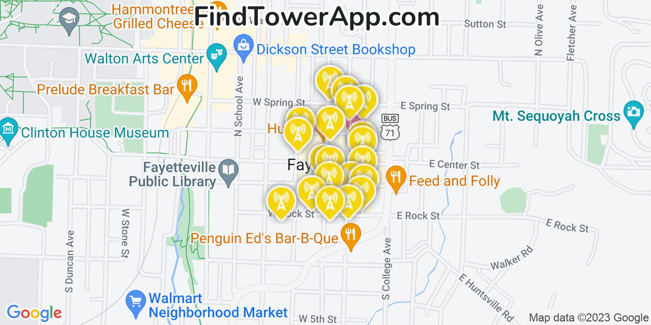 Verizon 4G/5G cell tower coverage map Fayetteville, Arkansas