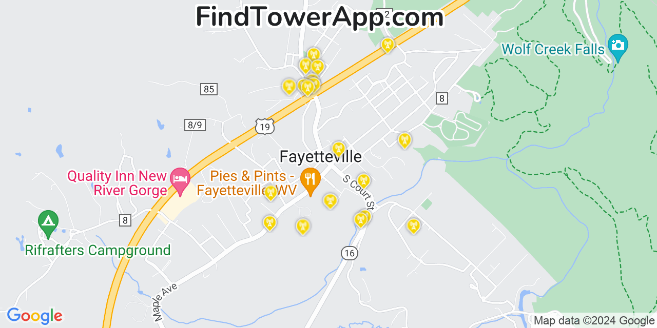 T-Mobile 4G/5G cell tower coverage map Fayetteville, West Virginia