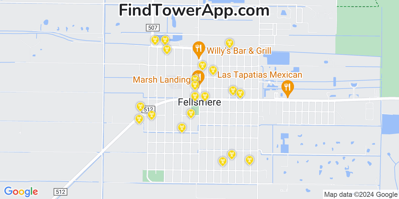 AT&T 4G/5G cell tower coverage map Fellsmere, Florida