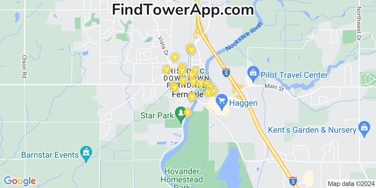 Verizon 4G/5G cell tower coverage map Ferndale, Washington