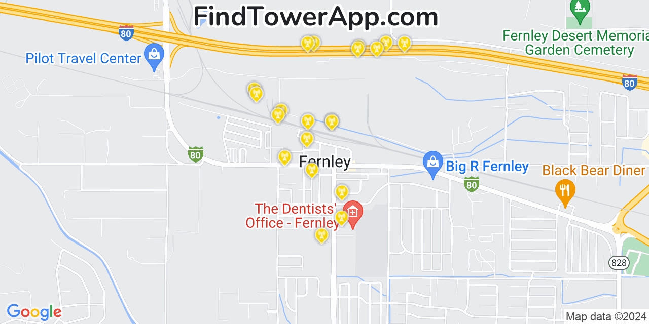 Verizon 4G/5G cell tower coverage map Fernley, Nevada