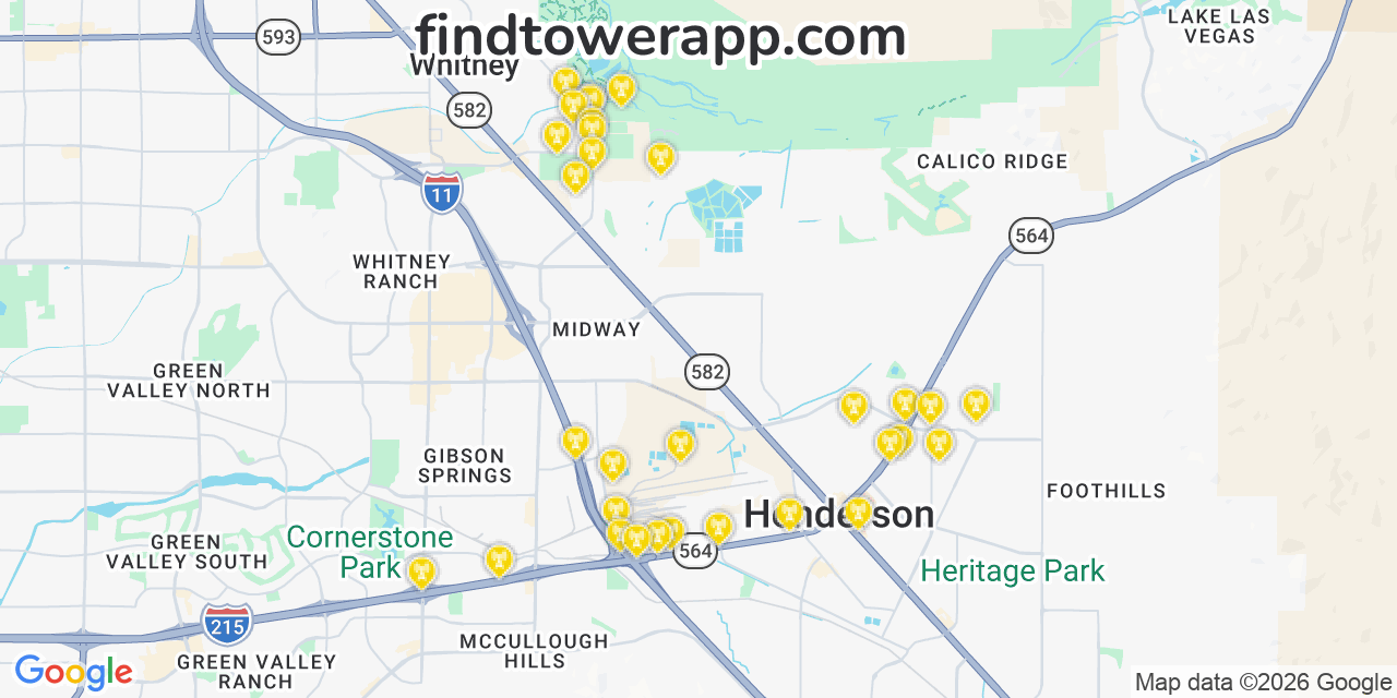 Map showing the 31 primary Verizon cell tower locations detected in Fields, Nevada with coverage radius and signal strength indicators