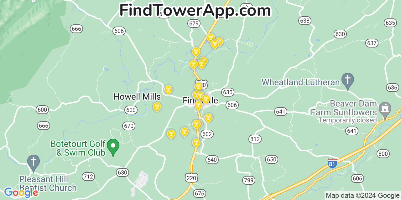 T-Mobile 4G/5G cell tower coverage map Fincastle, Virginia