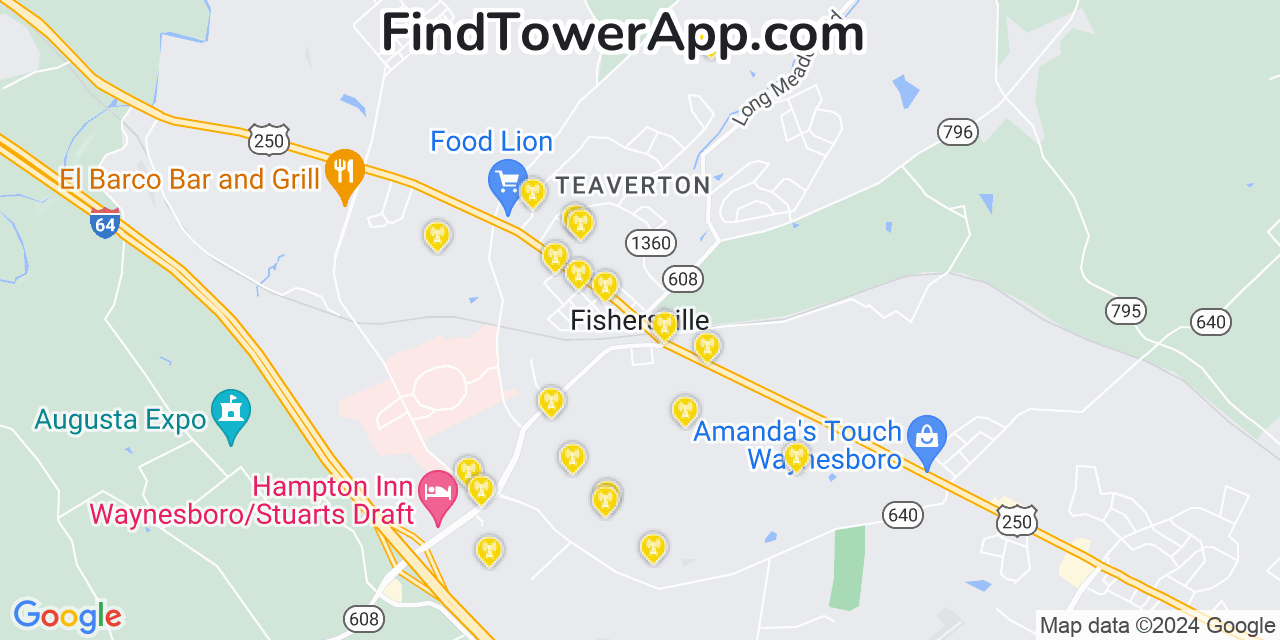 T-Mobile 4G/5G cell tower coverage map Fishersville, Virginia