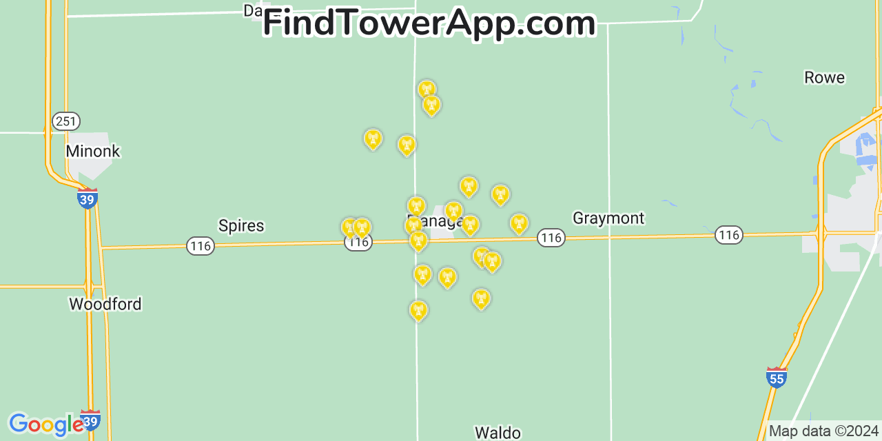 T-Mobile 4G/5G cell tower coverage map Flanagan, Illinois