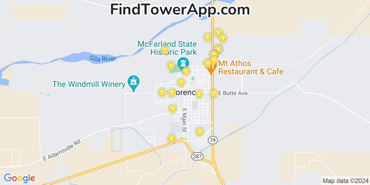 Verizon 4G/5G cell tower coverage map Florence, Arizona