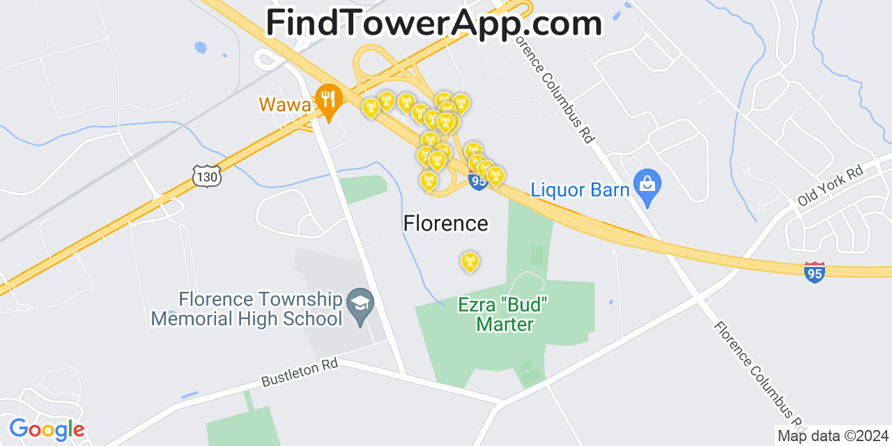 Verizon 4G/5G cell tower coverage map Florence, New Jersey