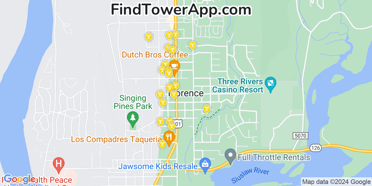 T-Mobile 4G/5G cell tower coverage map Florence, Oregon