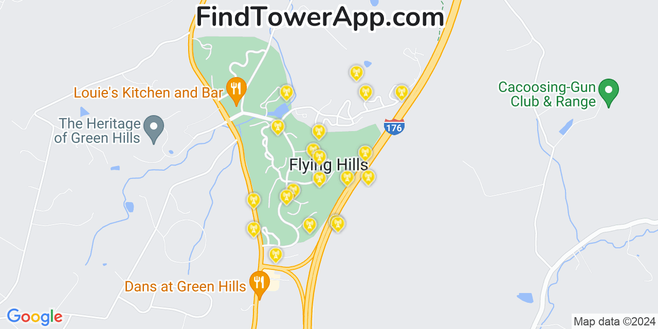 Verizon 4G/5G cell tower coverage map Flying Hills, Pennsylvania