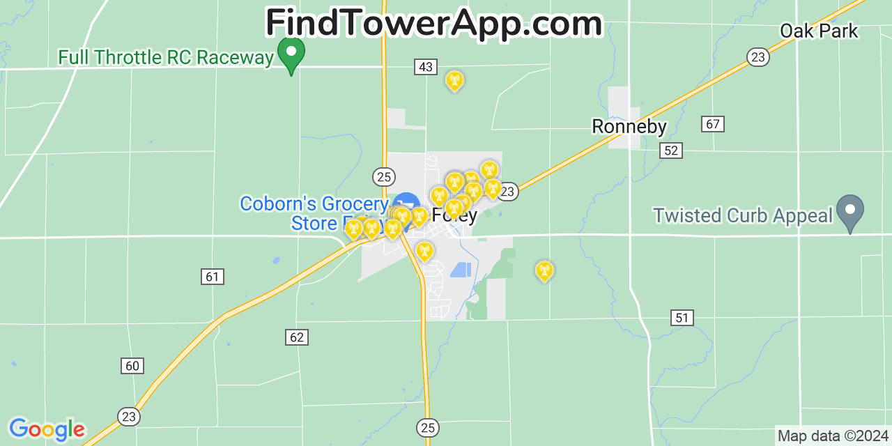 AT&T 4G/5G cell tower coverage map Foley, Minnesota