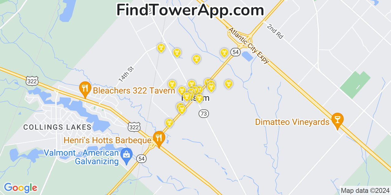 T-Mobile 4G/5G cell tower coverage map Folsom, New Jersey