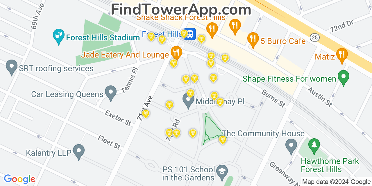 T-Mobile 4G/5G cell tower coverage map Forest Hills, New York