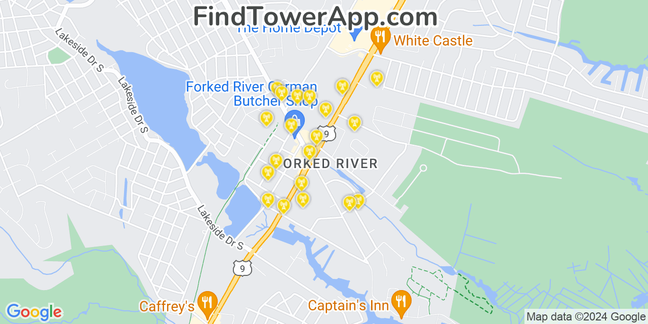 AT&T 4G/5G cell tower coverage map Forked River, New Jersey