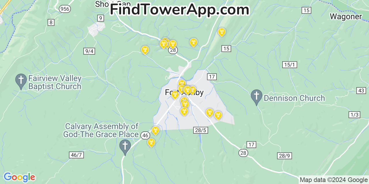 T-Mobile 4G/5G cell tower coverage map Fort Ashby, West Virginia