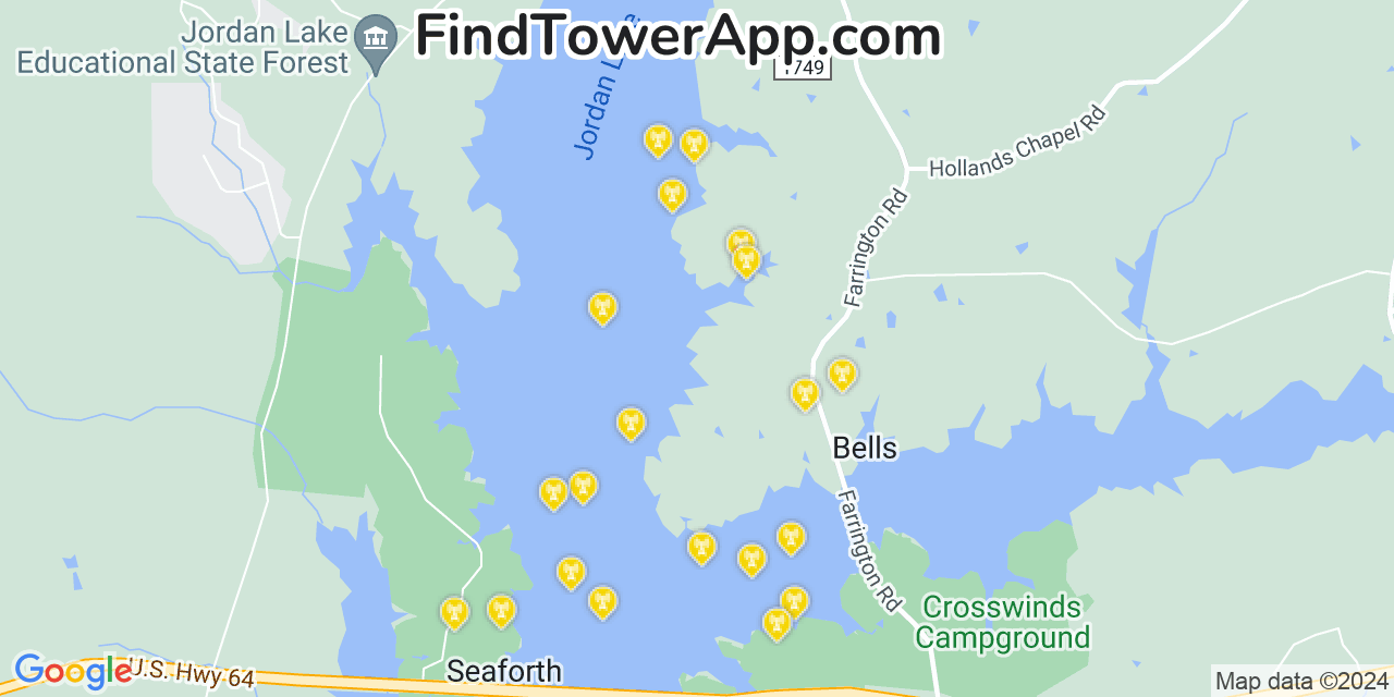 AT&T 4G/5G cell tower coverage map Fort Bragg, North Carolina