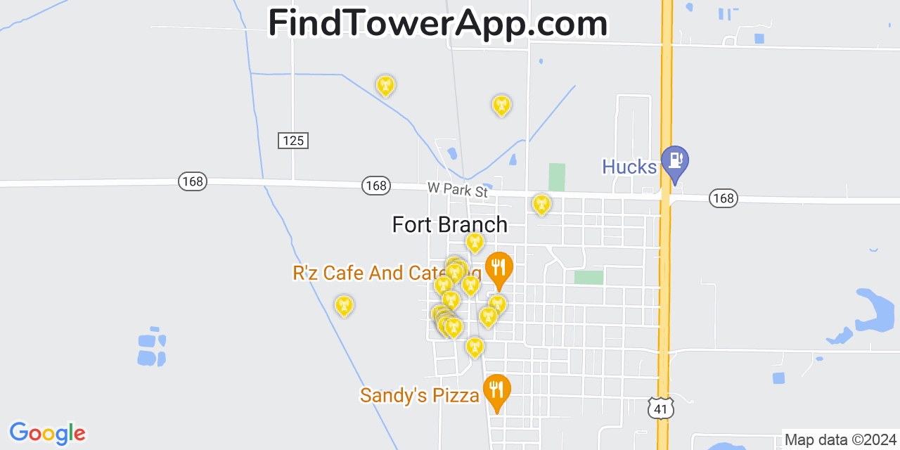 Verizon 4G/5G cell tower coverage map Fort Branch, Indiana