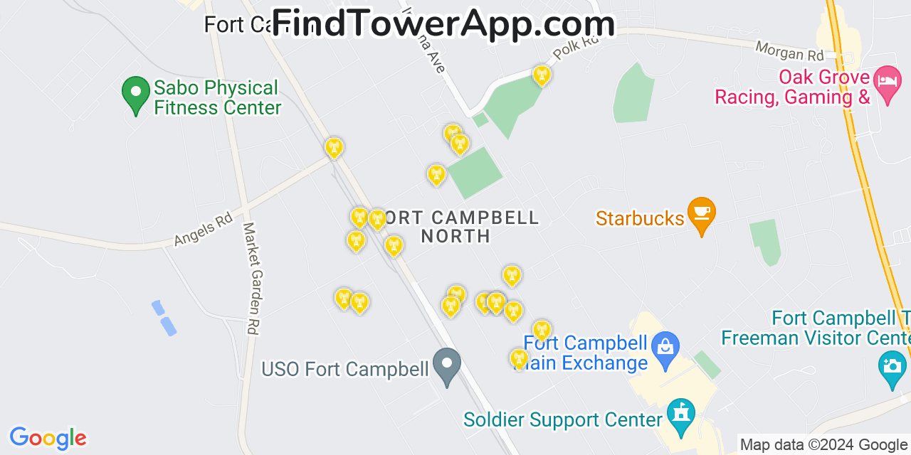 Verizon 4G/5G cell tower coverage map Fort Campbell North, Kentucky