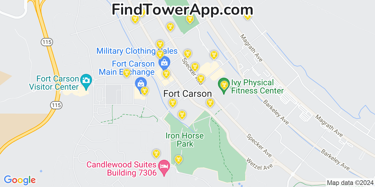 T-Mobile 4G/5G cell tower coverage map Fort Carson, Colorado