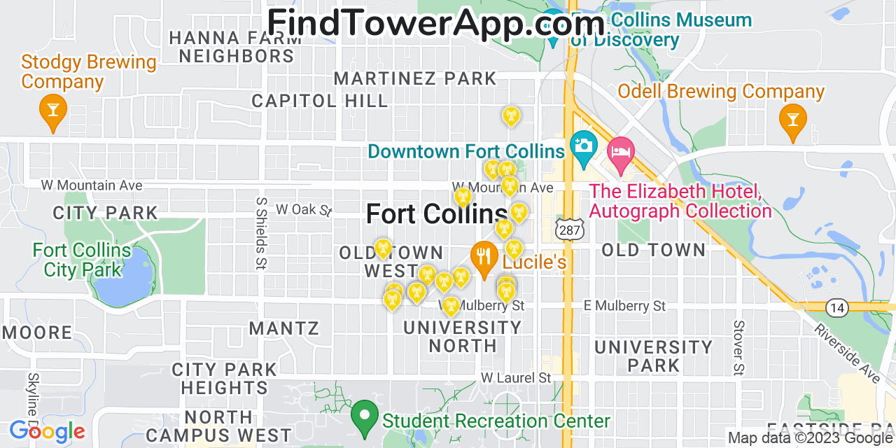 T-Mobile 4G/5G cell tower coverage map Fort Collins, Colorado