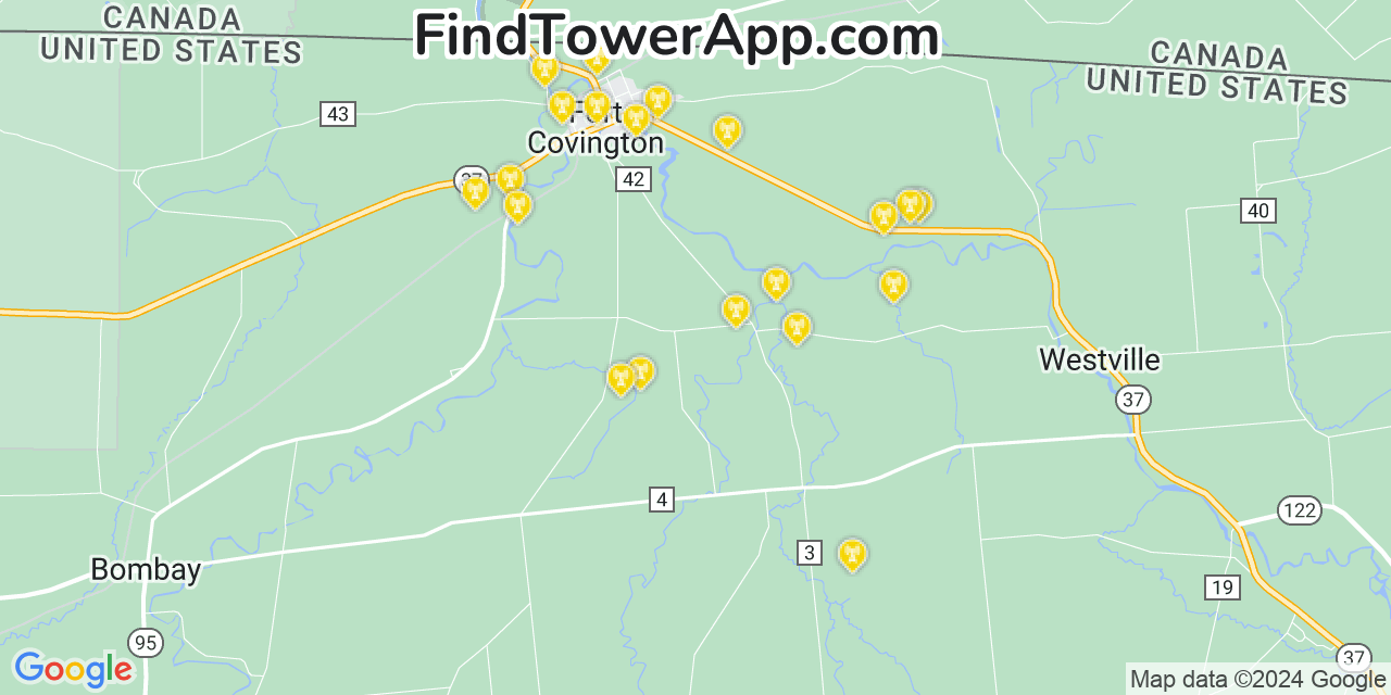 AT&T 4G/5G cell tower coverage map Fort Covington Hamlet, New York