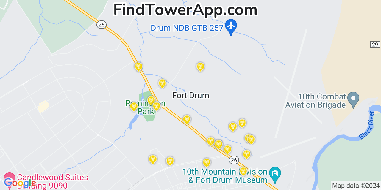 T-Mobile 4G/5G cell tower coverage map Fort Drum, New York