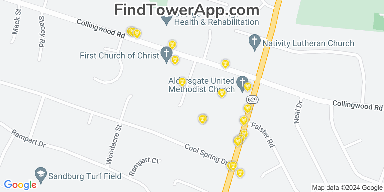 AT&T 4G/5G cell tower coverage map Fort Hunt, Virginia