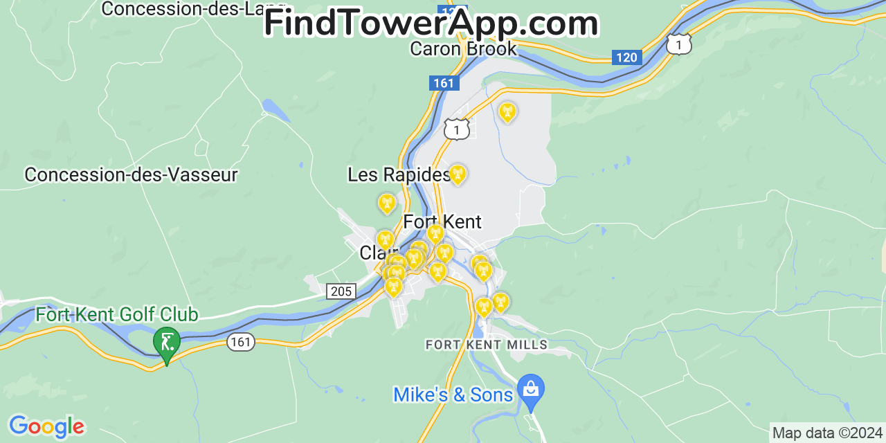 T-Mobile 4G/5G cell tower coverage map Fort Kent, Maine