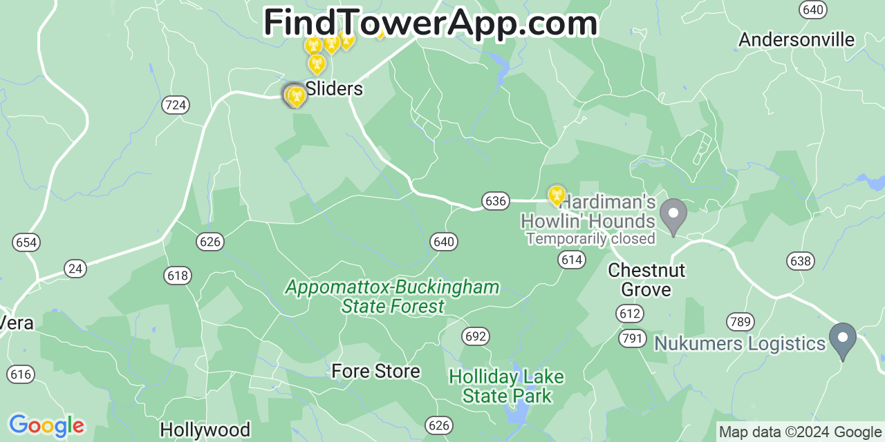 Verizon 4G/5G cell tower coverage map Fort Lee, Virginia