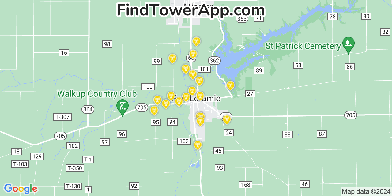 AT&T 4G/5G cell tower coverage map Fort Loramie, Ohio