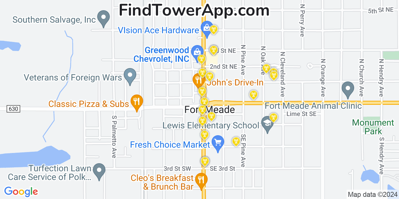 AT&T 4G/5G cell tower coverage map Fort Meade, Florida